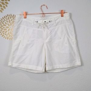 Columbia white cotton tie shorts